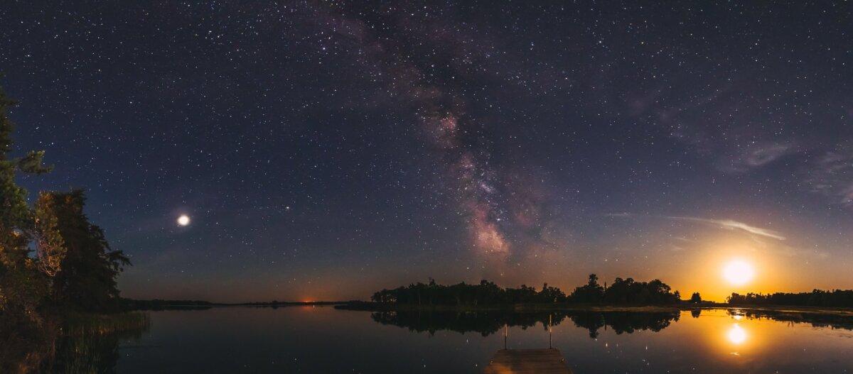 On a clear night in Minnesota's Voyageurs National Park, you might see stars as well as Jupiter, Saturn, and the moon. (Mandy Fuller)