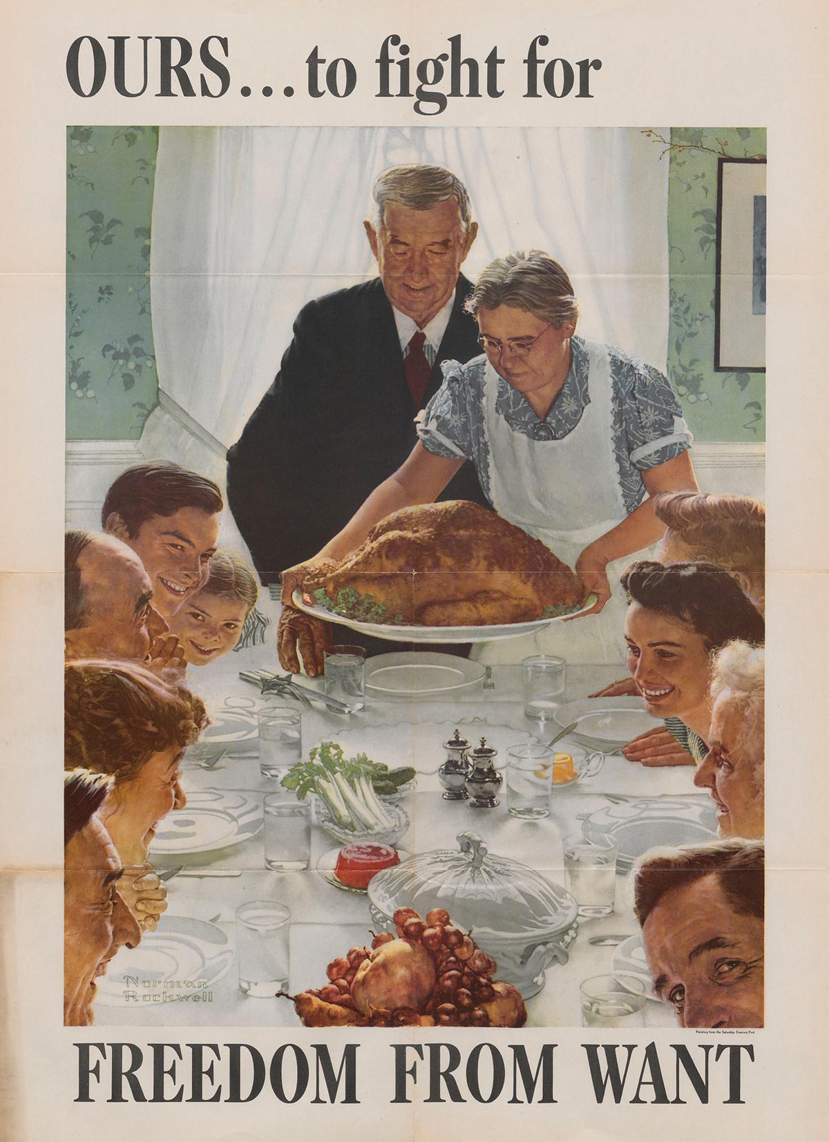 The Saturday Evening Post print "Freedom From Want" from the painting series "Four Freedoms," 1943, by Norman Rockwell. State Library of Ohio, Columbus. (Public Domain)