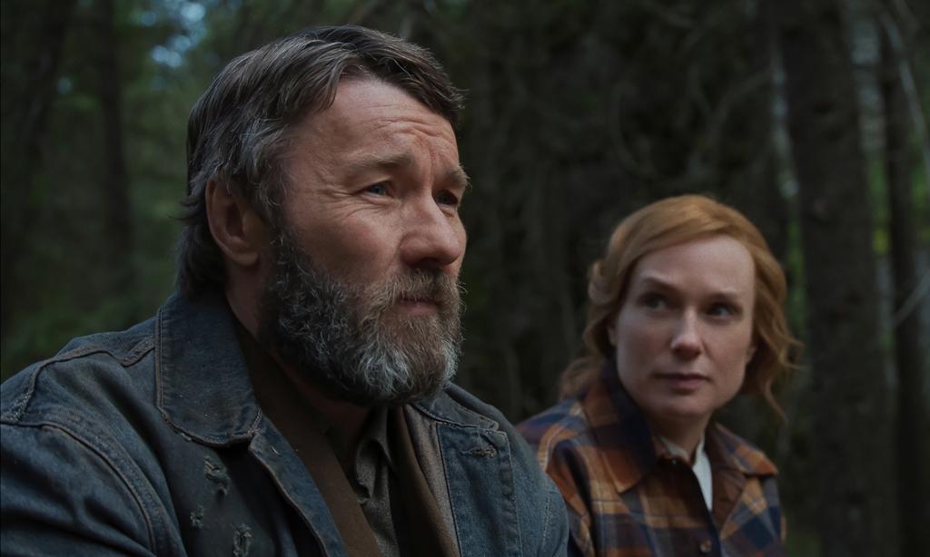 Robert Grainier (Joel Edgerton) and Claire (Kerry Condon), in "Train Dreams." (BBP Train Dreams)