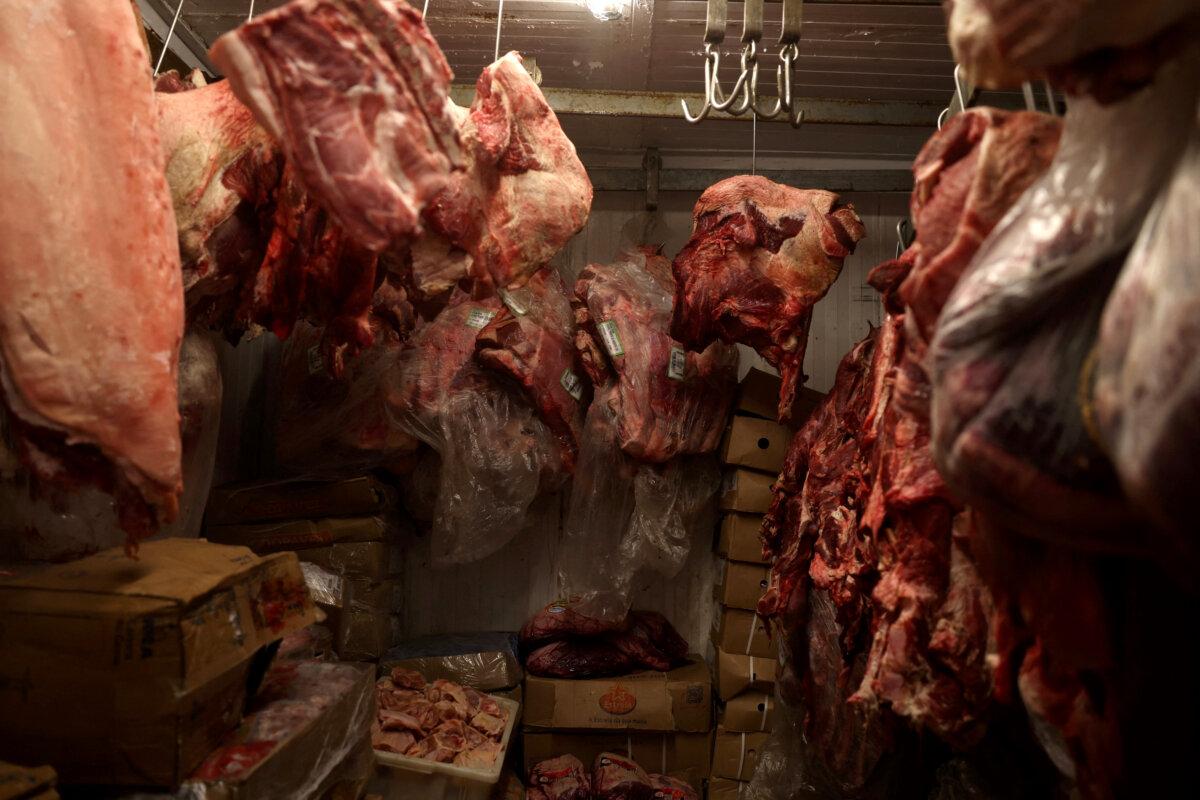 Pieces of meat are stocked inside a refrigerator at a butcher shop in Rio de Janeiro, Brazil, on July 31, 2025. (Pilar Olivares/Reuters)