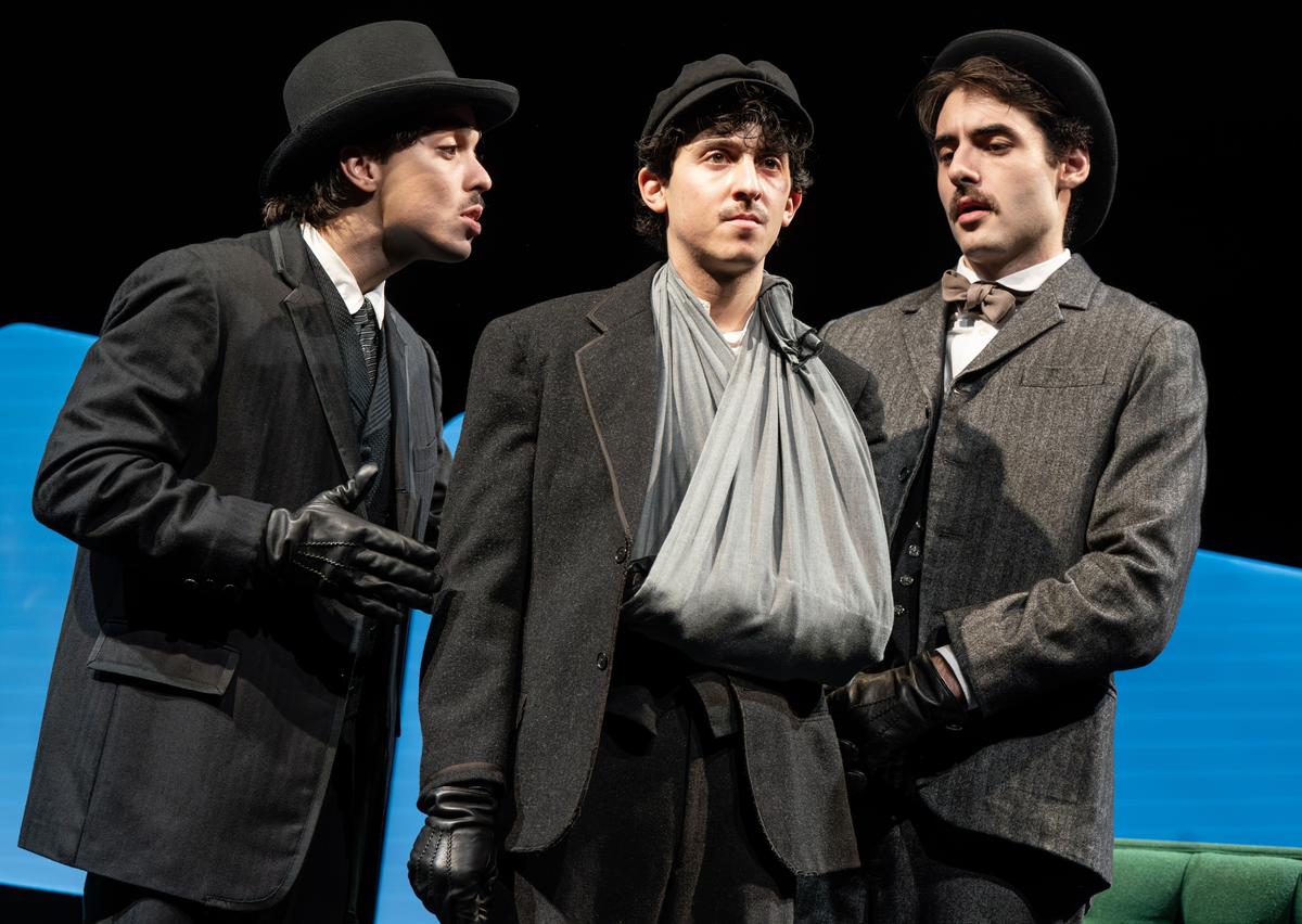 (L–R) Jason Sanchez, Jake Berne, and Adrien Rolet in "Archduke." (Joan Marcus)