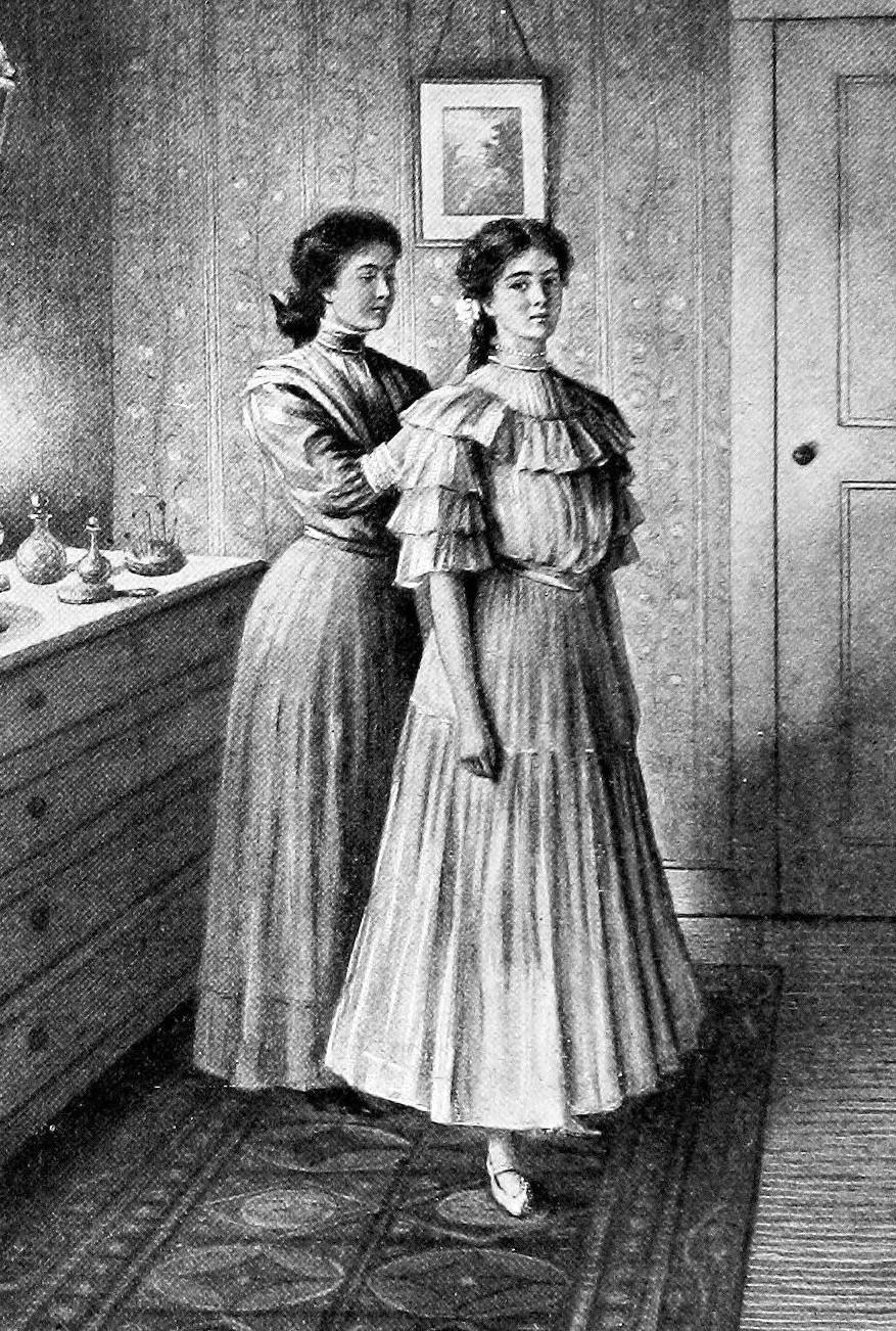 Anne Shirley (R) and her best friend Diana in an illustration from the first edition of L.M. Montgomery’s “Anne of Green Gables,” 1908. (Public Domain)
