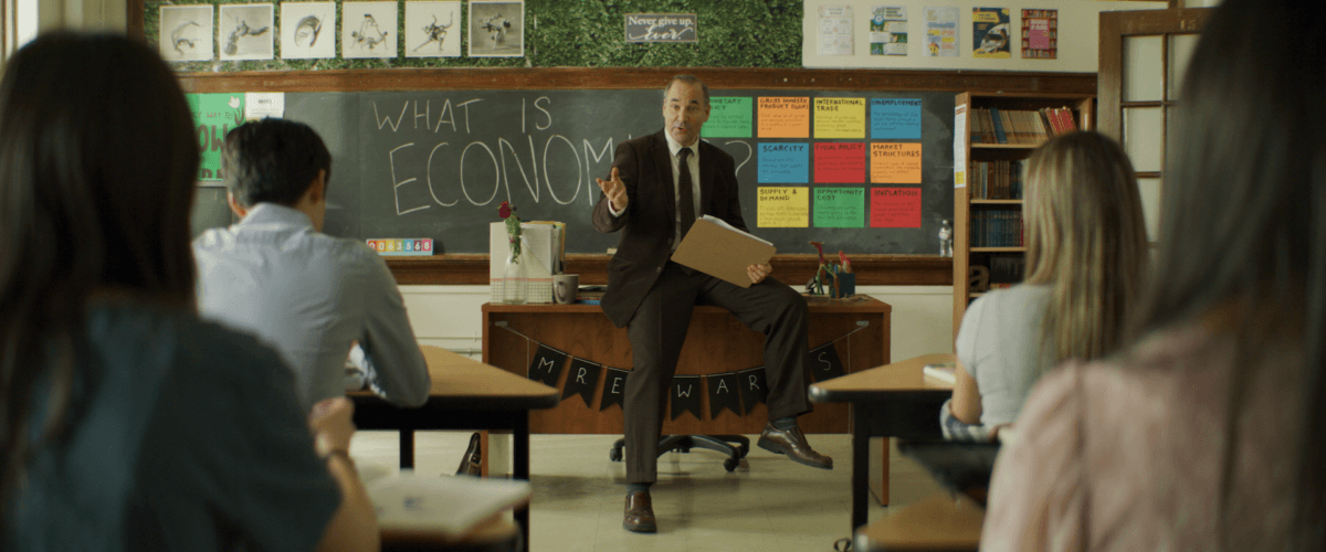 Ethan's teacher Mr. Edwards (Alex Poch-Goldin), in "Rich Kid." (JadeRose Studio)