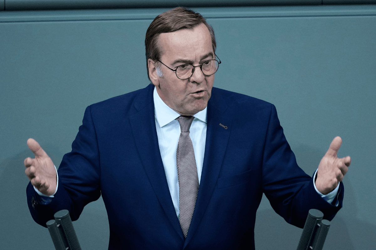 German Defense Minister Boris Pistorius speaks during a meeting about military recruitment in the German Parliament in Berlin, Germany, on Dec.5, 2025. (Ebrahim Noroozi/AP Photo)