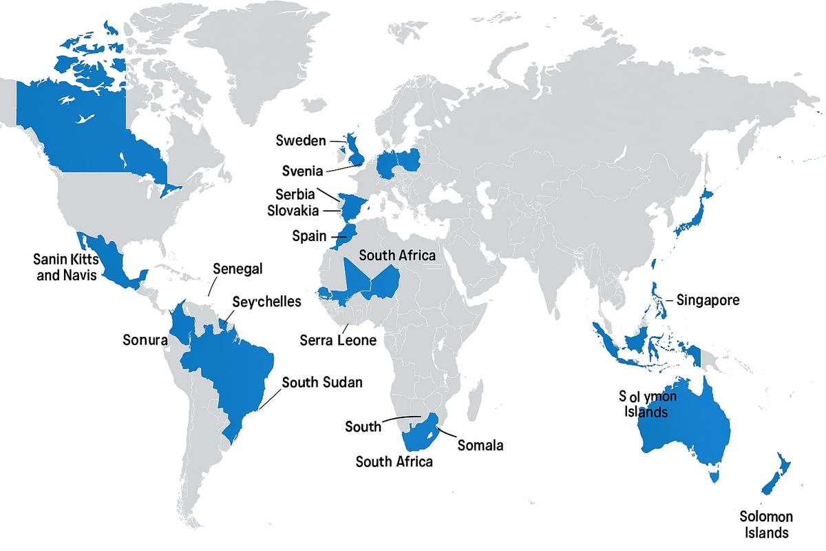 Microsoft Copilot was asked to create a world map highlighting all the countries beginning with the letter "S."<br/>(Microsoft Copilot)