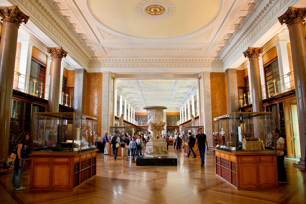 The King's Library in the British Museum was originally built to house King George III's book collection. Today, it forms part of the Enlightenment Gallery, which focuses on 18th-century scholarship. (Sylvain Sonnet/Getty Images)