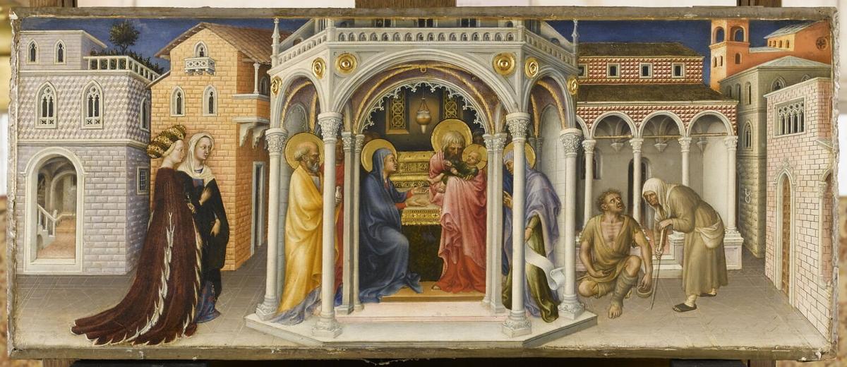 "Presentation of Jesus at the Temple" from the right predella panel of "Adoration of the Magi," 1423, by Gentile da Fabriano. (Thierry Le Mage/Louvre Museum)