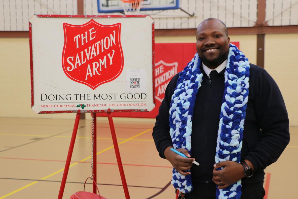 Salvation Army Pastor Crochets Scarves, Gifts for Red Kettle Volunteers