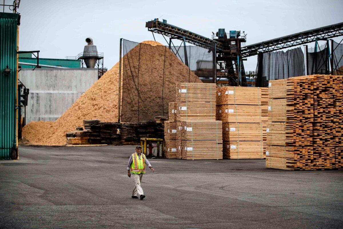 Stacks of lumber at Teal-Jones Group sawmill in Surrey, B.C., on May 30, 2021. (The Canadian Press/Darryl Dyck)