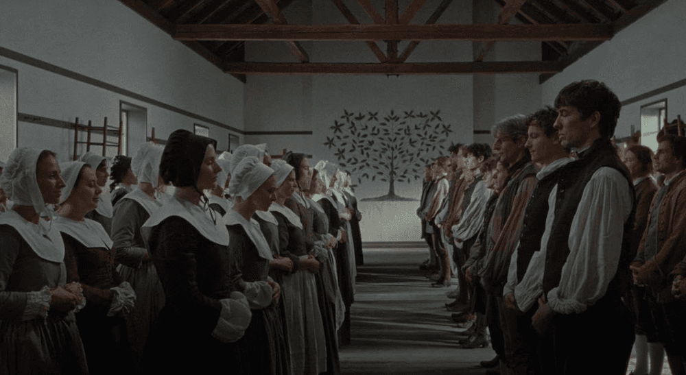 The Shakers in a religious ritual, in "The Testament of Ann Lee." (Annapurna Pictures)