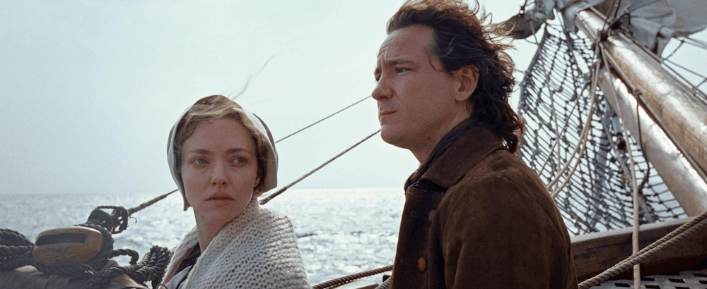 Ann Lee (Amanda Seyfried) and her brother William Lee (Lewis Pullman) travel to America, in "The Testament of Ann Lee." (Annapurna Pictures)