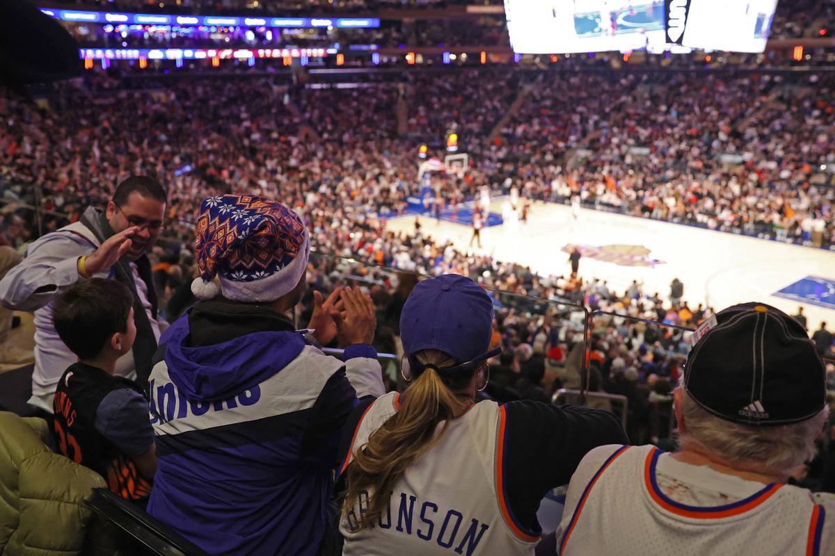 Fans watch the game during the second quarter between the New York Knicks and the Cleveland Cavaliers at Madison Square Garden in New York City on Dec. 25, 2025. (Pamela Smith/Getty Images)
