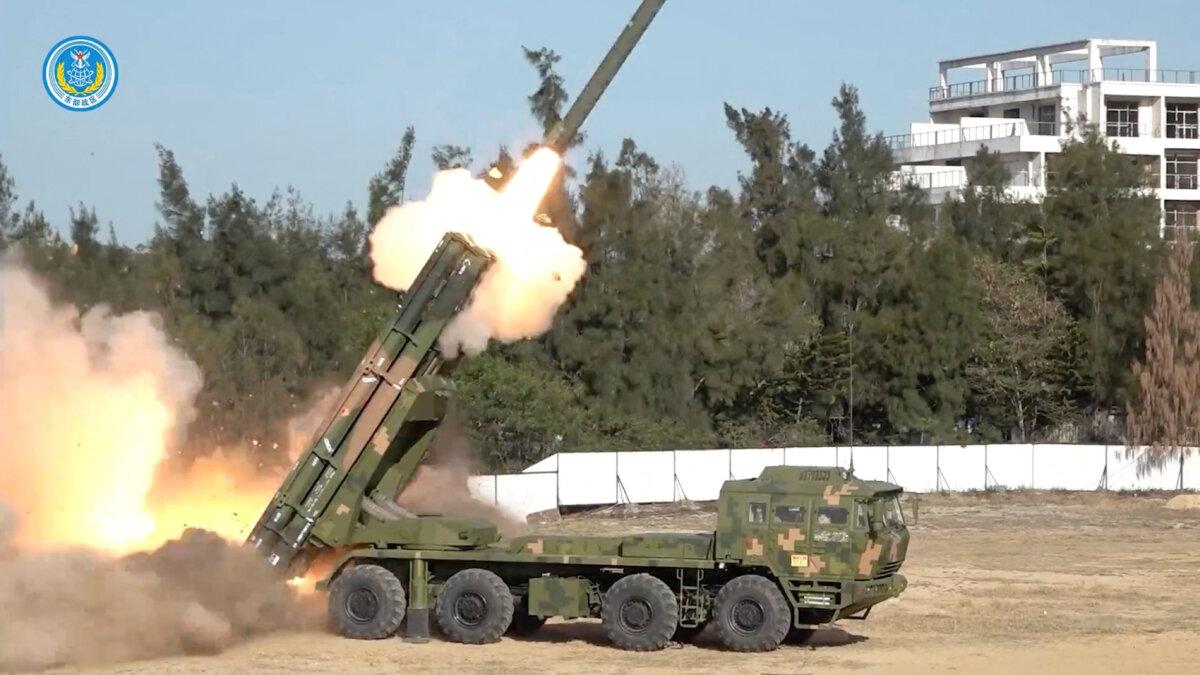 Military equipment of the ground forces takes part in long-range live-fire drills targeting waters north of Taiwan from an undisclosed location, as seen in this screenshot from a video released by the Eastern Theater Command of China's People's Liberation Army (PLA) on Dec. 30, 2025. (Eastern Theater Command/Handout via Reuters)