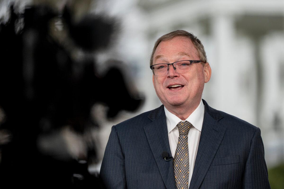 Director of the National Economic Council Kevin Hassett does a television interview at the White House on Dec. 10, 2025. (AP Photo/Alex Brandon)