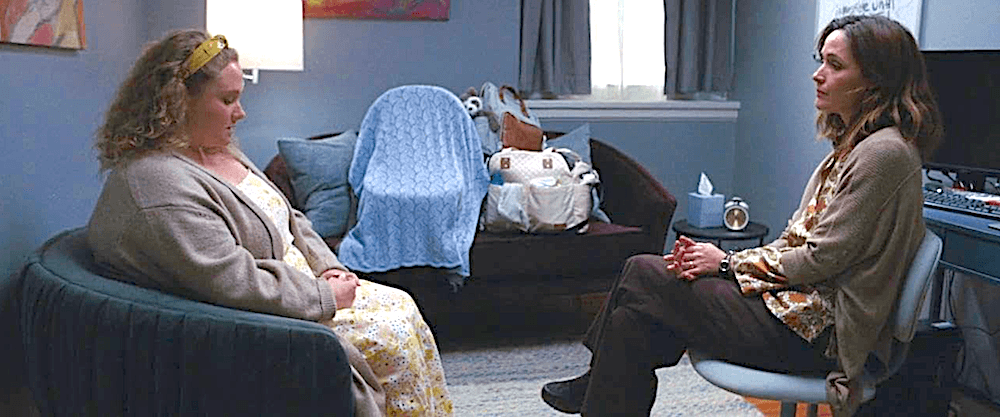 Therapist Linda (Rose Byrne, R) attempt to help client Caroline (Danielle McDonald) deal with her many fears in "If I Had Legs I'd Kick You." (A24)