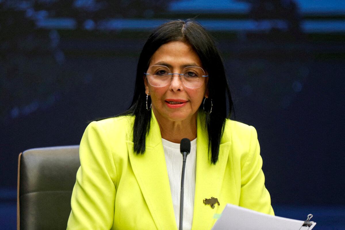 Venezuela's deputy leader and oil minister, Delcy Rodriguez, addresses the media in Caracas, Venezuela, on March 10, 2025. (Leonardo Fernandez Viloria/Reuters)