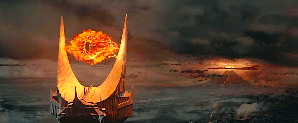 The all-seeing eye of Sauron, in Mordor, which Peter Jackson's genius conceived of as a high-voltage electrical arc, in "The Lord of the Rings: The Two Towers." (New Line Cinema)