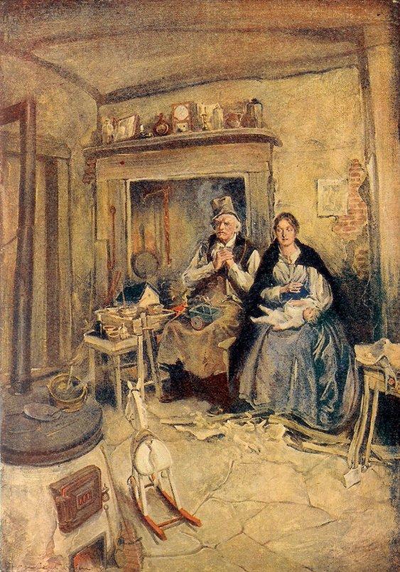 "Father, I am lonely in the dark. I want my eyes, my patient, willing eyes." An illustration  from "The Cricket on the Hearth," by Charles Dickens. Project Gutenberg. (Public Domain)