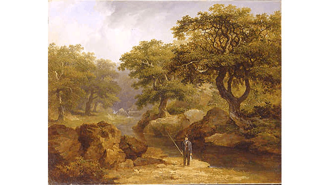 A beautiful Irish scene is depicted by James Arthur O’Connor, in “Dargle Landscape With a Fisherman." (Public Domain)