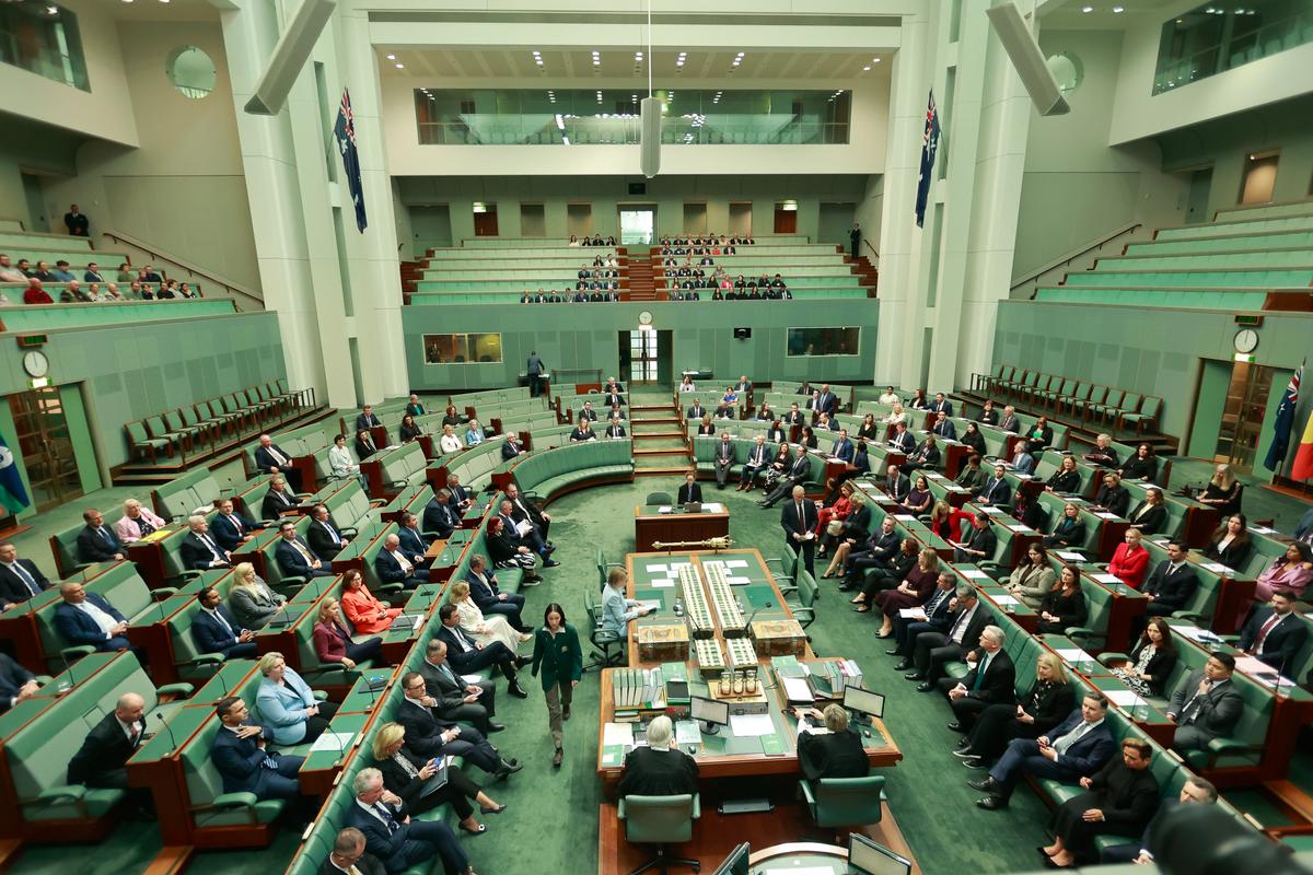 Prime Minister Anthony Albanese arrives in the House of Representatives at Parliament House in Canberra, Australia, on Jan. 19, 2026. (Hilary Wardhaugh/Getty Images)