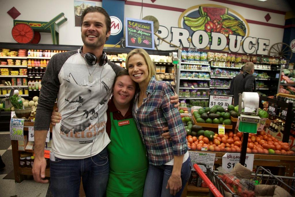 Director Chris Dowling, David DeSanctis, and Brooke Burns on the set of “Where Hope Grows.” (Roadside Attractions)