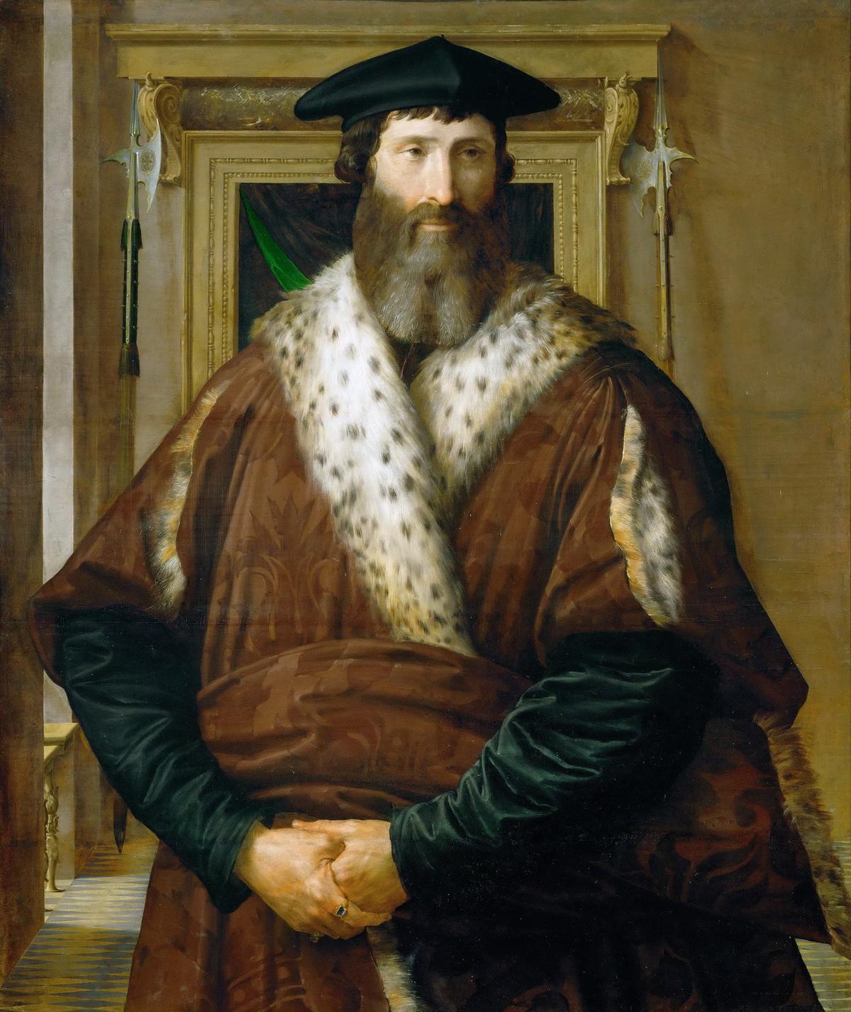 "Portrait of a Dignitary," circa 1535, by Parmigianino. Oil on poplar wood; 46 1/4 inches by 38 1/2 inches. Museum of Fine Arts, Vienna. (Public Domain)