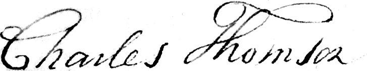 Signature of Charles Thomson, the only non-delegate signer of "The Declaration of Independence." (Public Domain)