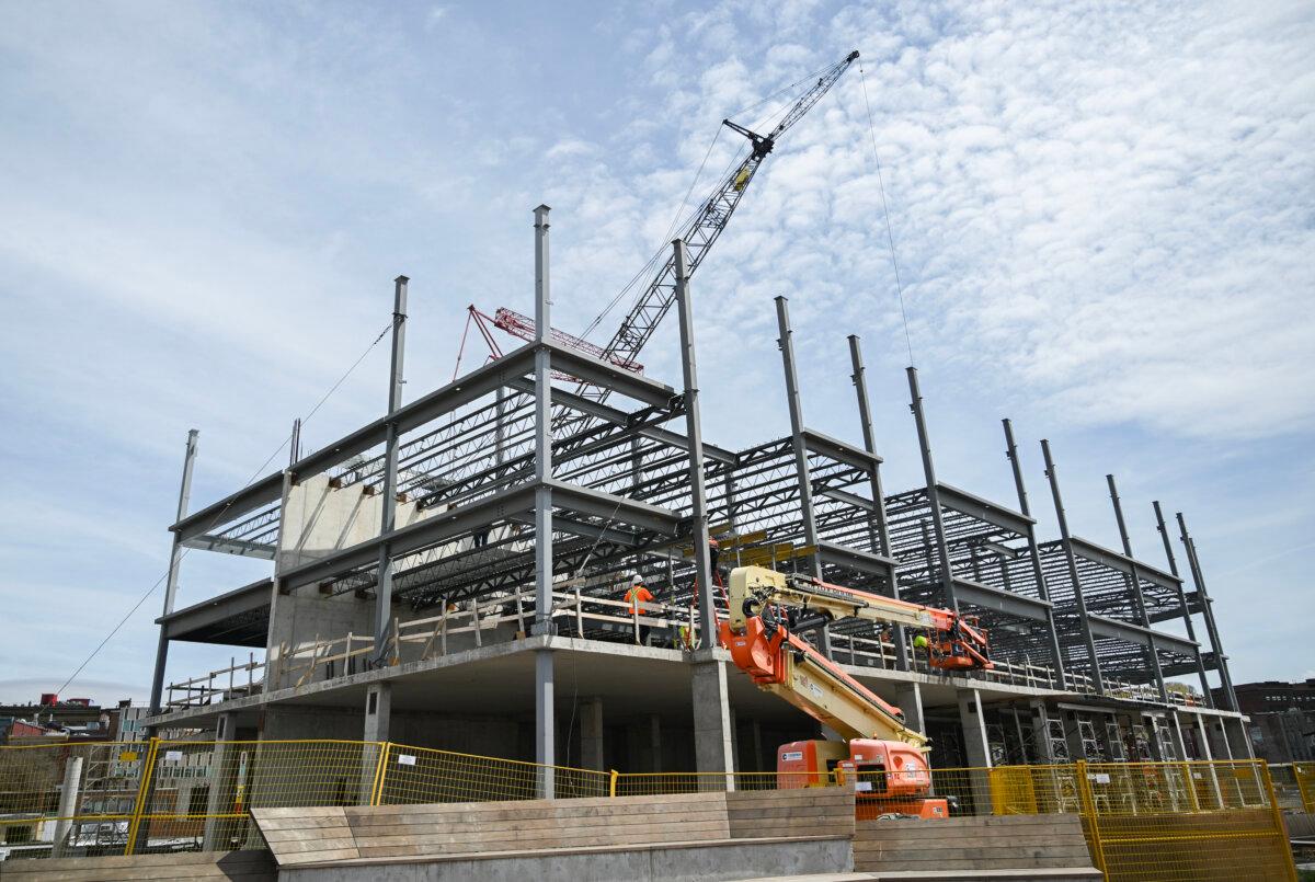 A new condo building under construction in Saint John, New Brunswick, on May 6, 2025. (The Canadian Press/Graham Hughes)