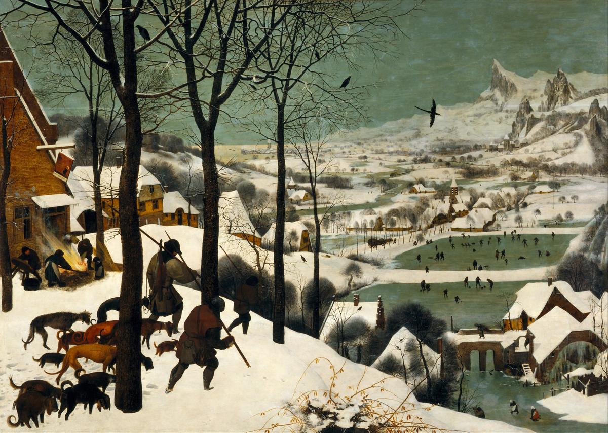 "Hunters in the Snow," 1565, by Pieter Bruegel the Elder. Oil on oak wood; 46 inches by 63 3/4 inches. Vienna Museum of Art History. (Public Domain)