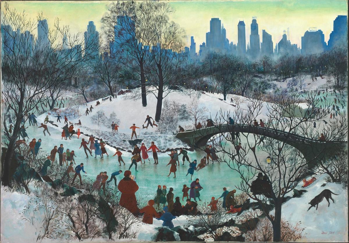 "Skating in Central Park," 1934, by Agnes Tait. Oil on canvas; 33 3/4 inches by 48 inches. Smithsonian American Art Museum, Washington. (Public Domain)