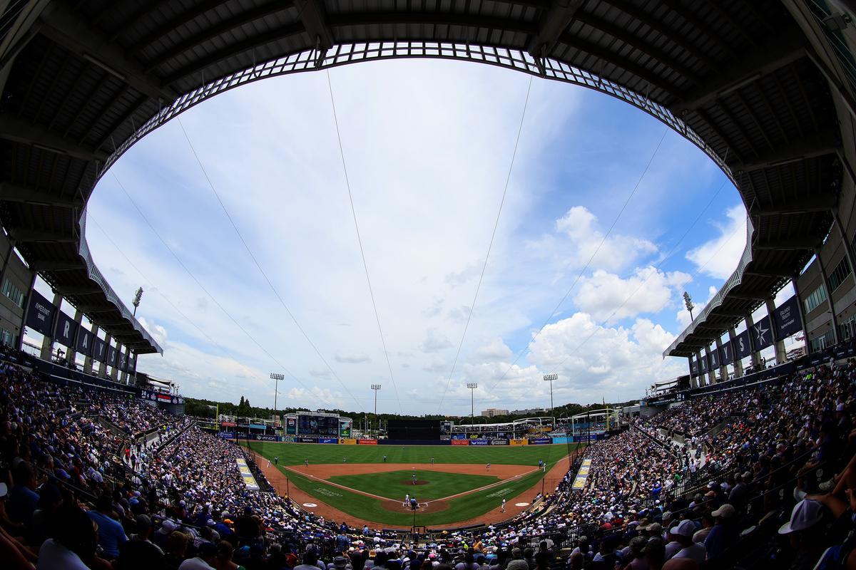 A general view of George M. Steinbrenner Field as the Tampa Bay Rays face the Los Angeles Dodgers in Tampa, Fla., on Aug. 2, 2025. (Kelly Gavin/Getty Images)