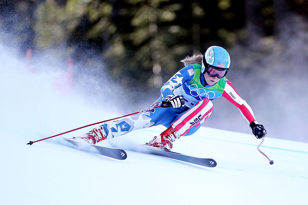 WHISTLER, BC—FEBRUARY 18: Kaylin Richardson of The United States competes during the Alpine Skiing Ladies Super Combined Downhill on day 7 of the Vancouver 2010 Winter Olympics at Whistler Creekside on February 18, 2010 in Whistler, Canada. (Photo by Doug Pensinger/Getty Images)