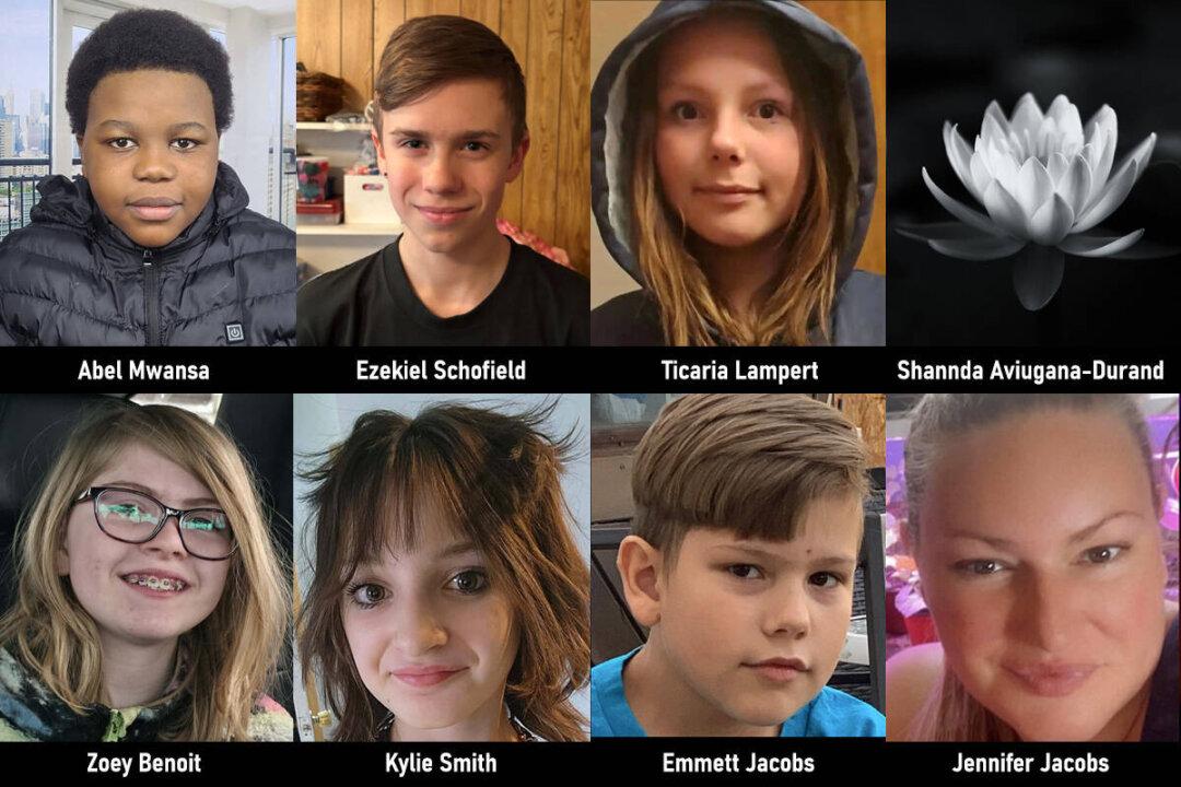 Photos of the victims of mass shooting in Tumbler Ridge, B.C., on Feb. 10, 2026. (Top L–R) Abel Mwansa, Ezekiel Schofield, Ticaria Lampert, and Shannda Aviugana-Durand. (Bottom L-R) Zoey Benoit, Kylie Smith, Emmett Jacobs, and Jennifer Jacobs (Handout - Tumbler Ridge RCMP)
