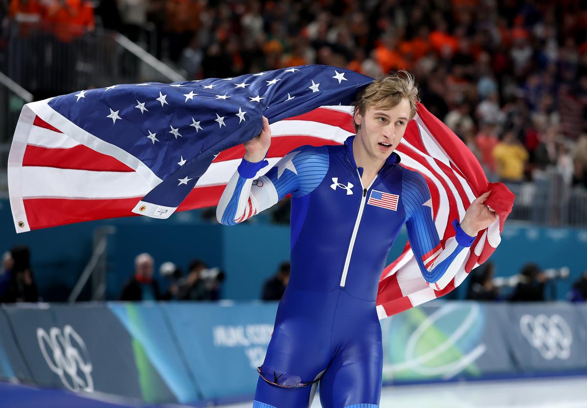 Stolz Scorches Speed Skating Track for Olympic Record, 2nd Gold in Italy
