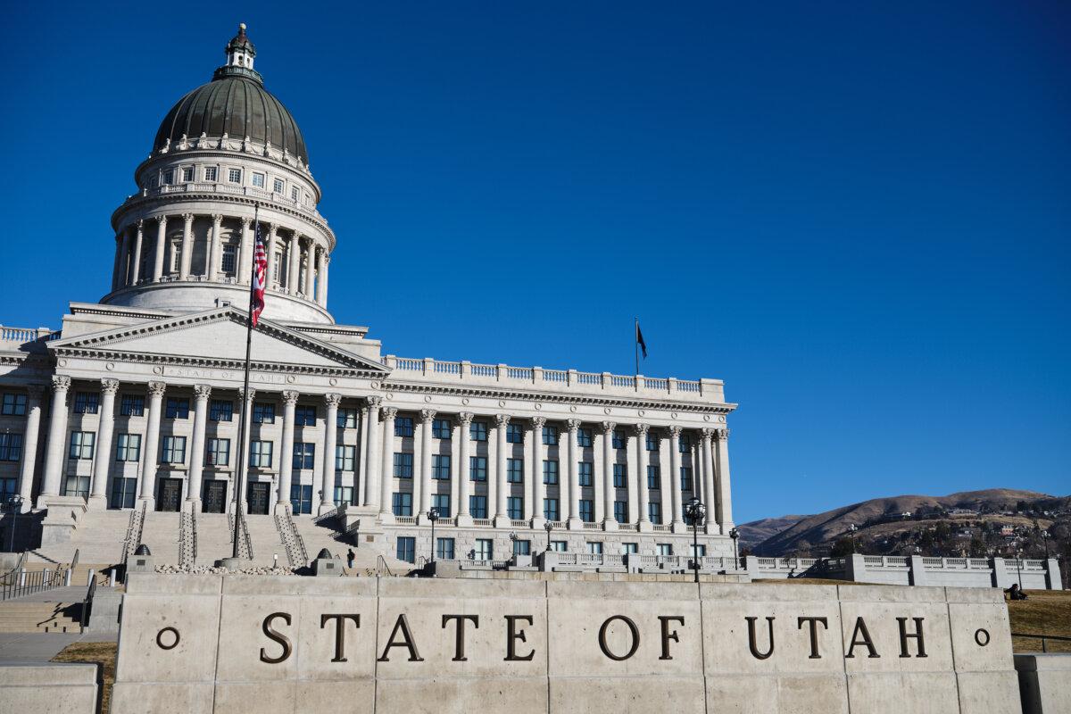 Flags fly at the Utah state Capitol in Salt Lake City on Jan. 18, 2026.  (Sydney SchaeferAP Photo)