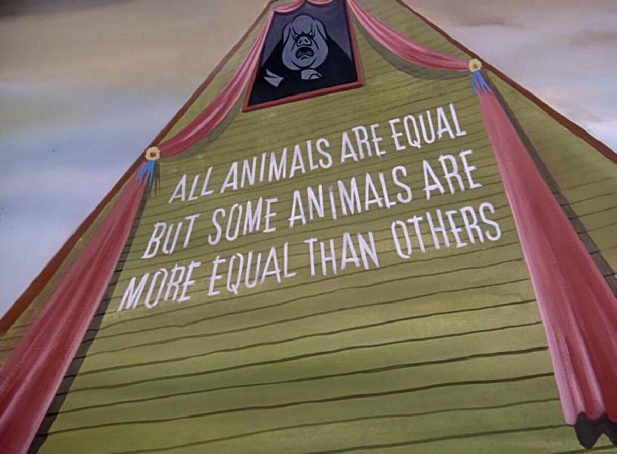 The Supreme Leader makes new rules, in "Animal Farm."  (Distributors Corporation of America)