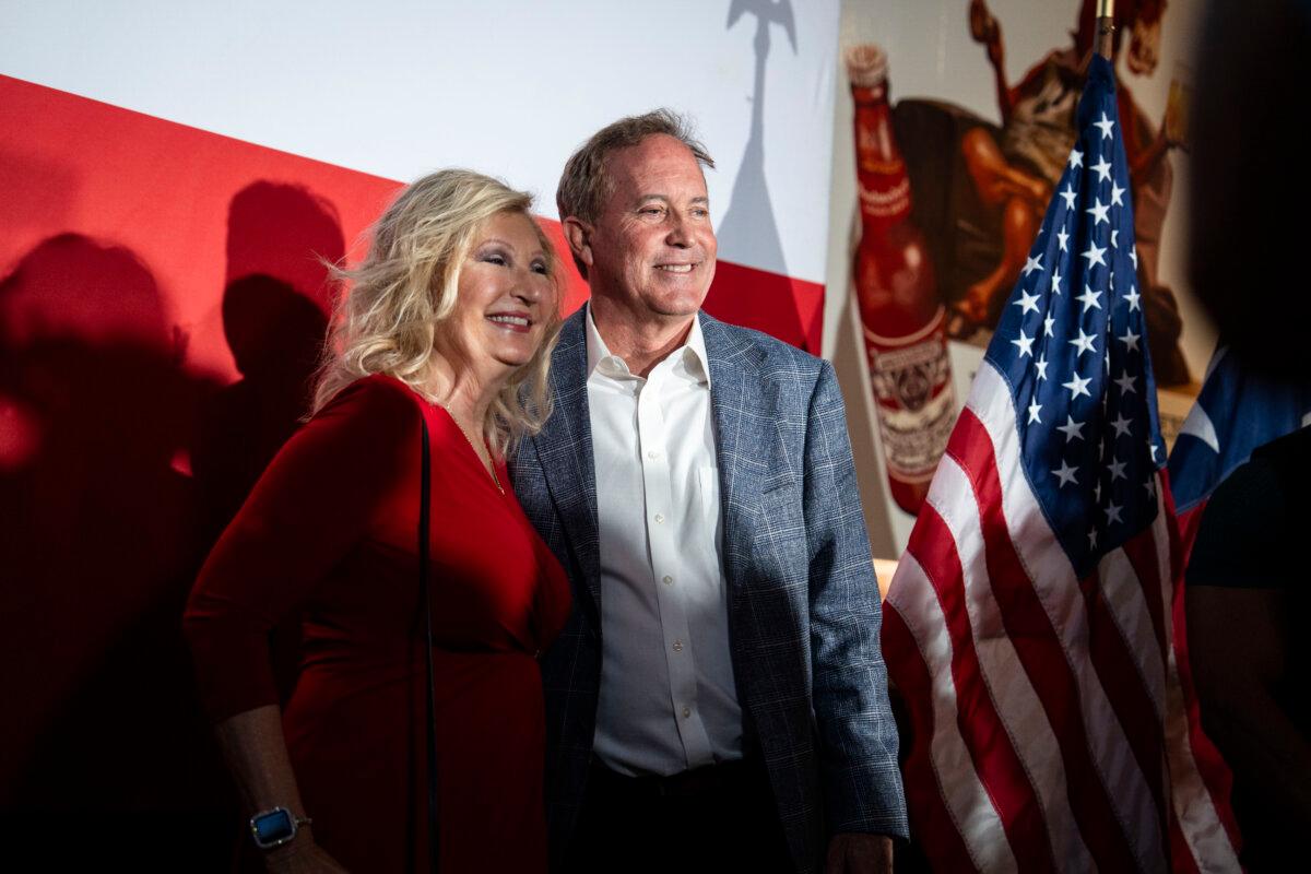 Supporters of Texas Attorney General Ken Paxton at a campaign event during the Texas Senate Primary in Magnolia, Texas, on Feb. 19, 2026. (Madalina Kilroy/The Epoch Times)