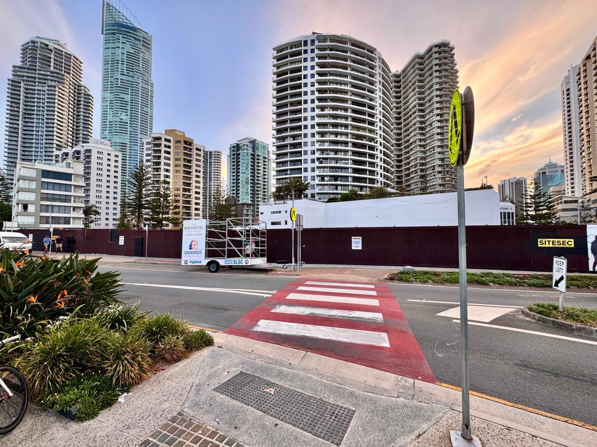 The 3,494 square metre site on 3 Trickett Street in Surfers Paradise on the Gold Coast, Australia on Feb. 23, 2026. (Daniel Y. Teng/The Epoch Times)