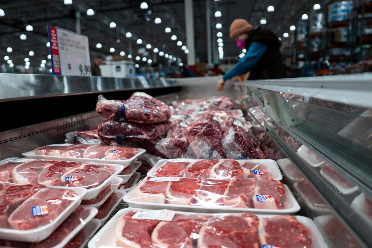 Steaks for sale at a store in Elkridge, Md., on Feb. 27, 2026. (Madalina Kilroy/The Epoch Times)
