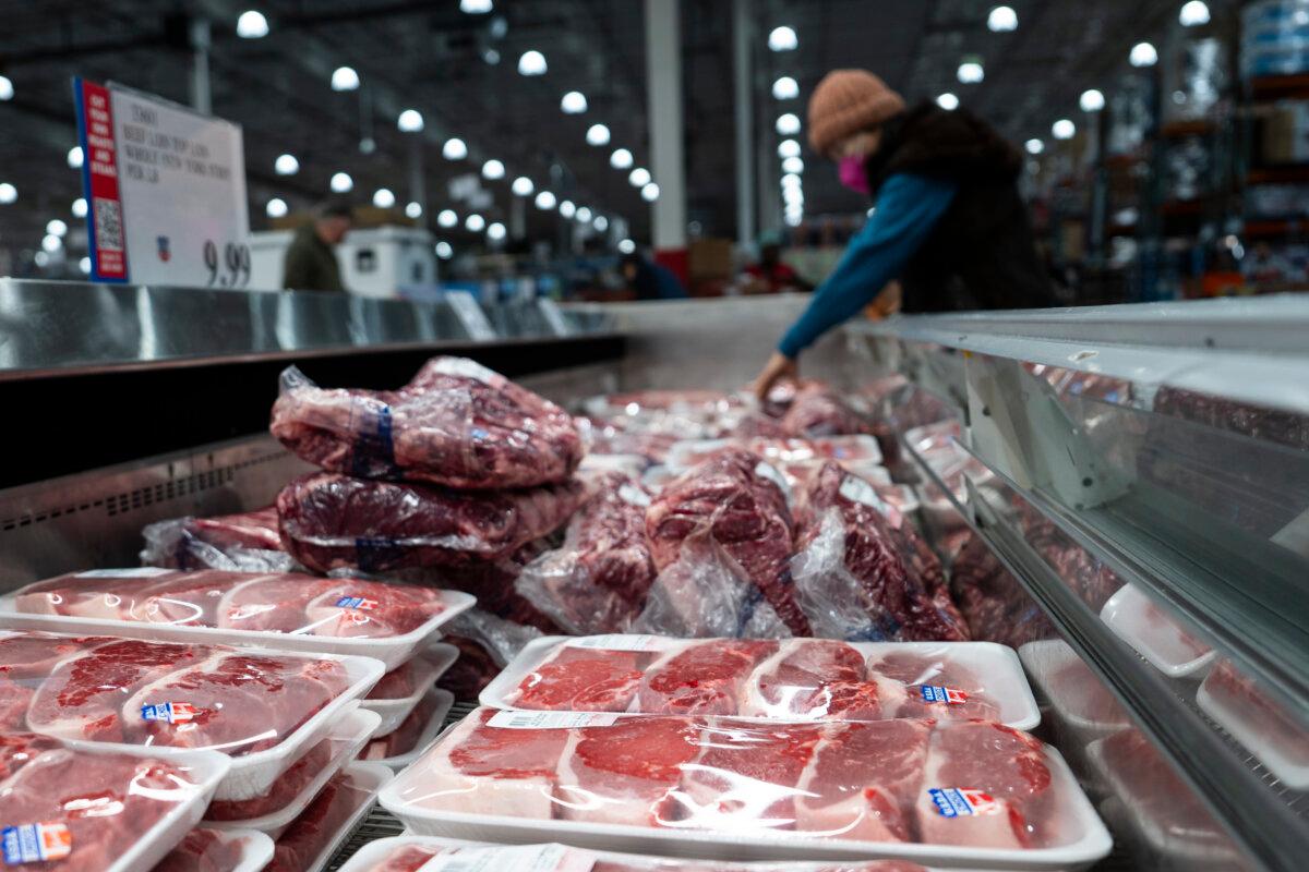Steaks for sale at a store in Elkridge, Md., on Feb. 27, 2026. (Madalina Kilroy/The Epoch Times)