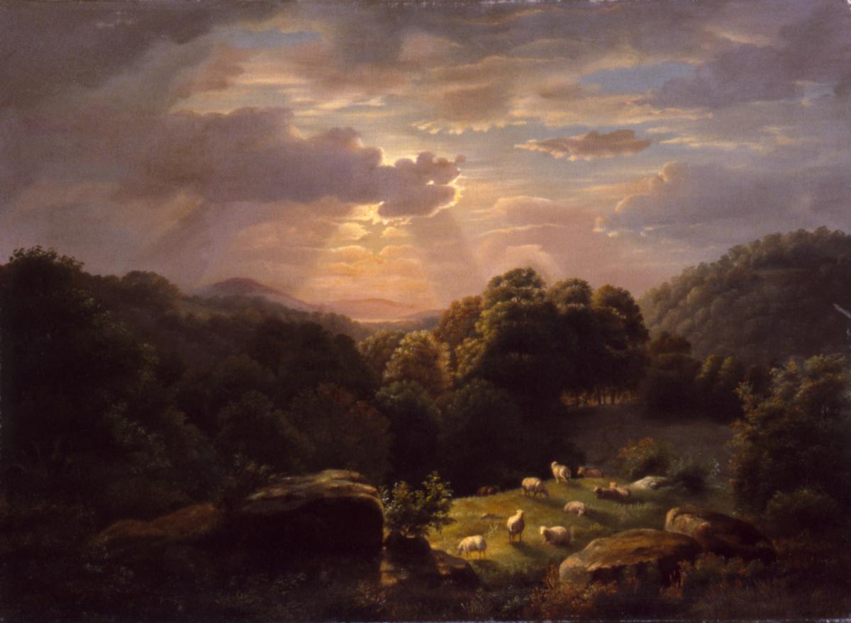 "Landscape With Sheep," circa 1850s, by Robert S. Duncanson. Oil on canvas; 32 1/4 inches by 44 1/8 inches. Smithsonian American Art Museum, Washington. (Public Domain)