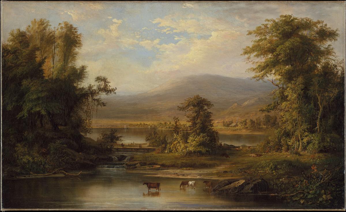 "Landscape With Cows Watering in a Stream," 1871, by Robert S. Duncanson. Oil on canvas; 21 1/8 inches by 34 1/2 inches. Metropolitan Museum of Art, New York City. (Public Domain)
