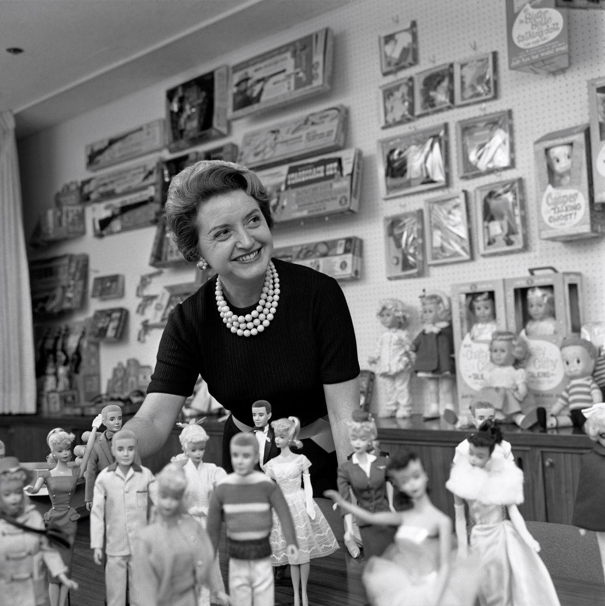 Barbie creator Ruth Handler with an assortment of Barbie and Mattel products, in 1961. (<a href="https://commons.wikimedia.org/wiki/Creator:Adam_Cuerden">Adam Cuerden</a>/<a href="https://creativecommons.org/licenses/by/4.0/">CC BY 4.0</a>)