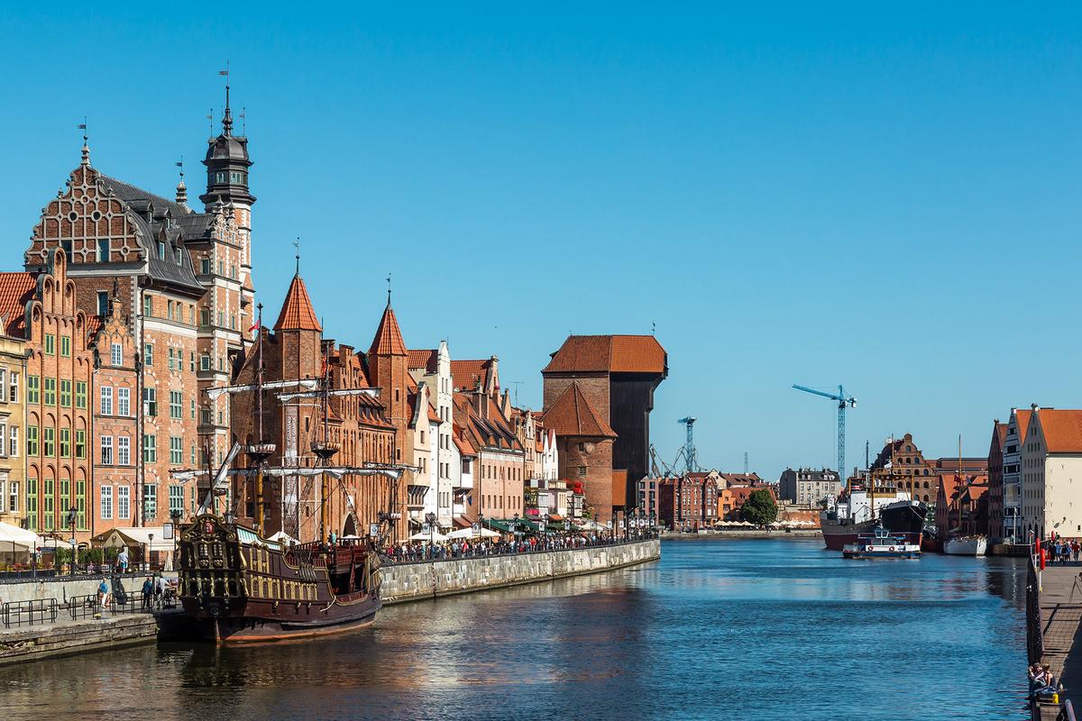 Gdansk, Poland, is located at the mouth of the Motlawa River on the Baltic Sea. (fhm/Getty Images)