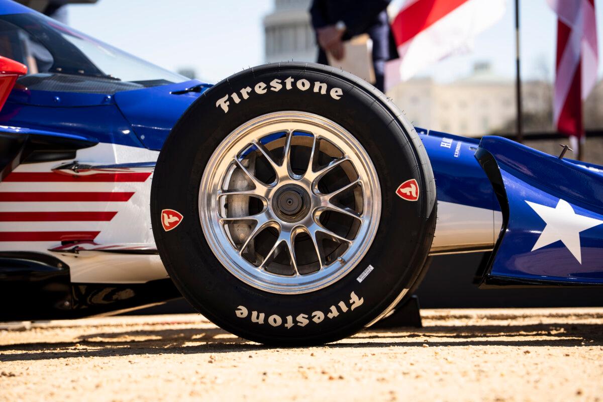 The new Indycar for the Freedom 250 Grand Prix, in Washington on March 9, 2026. (Madalina Kilroy/The Epoch Times)