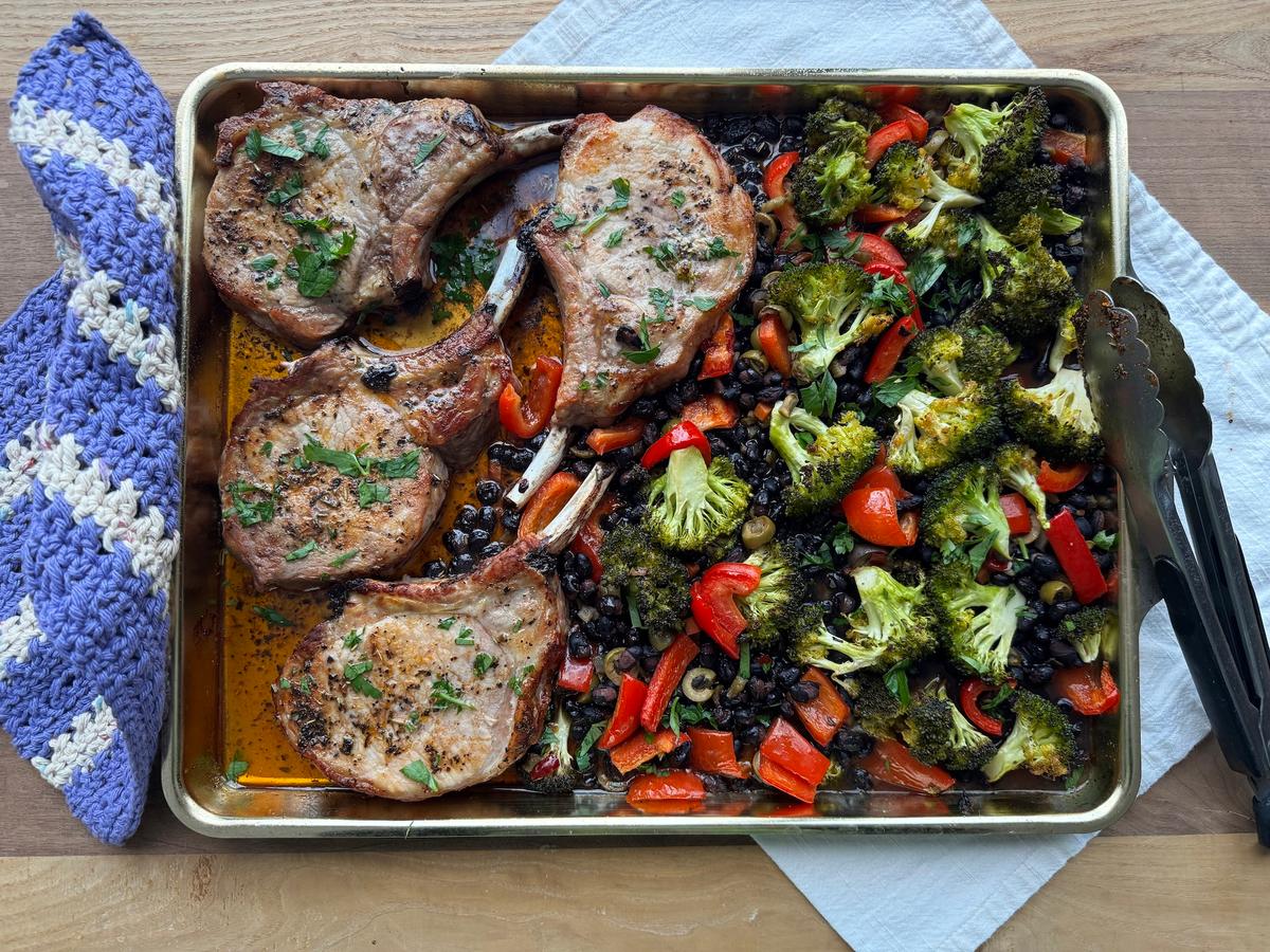 This 1-Pan Pork Chop Dinner Is Savory, Juicy, and Weeknight-Easy