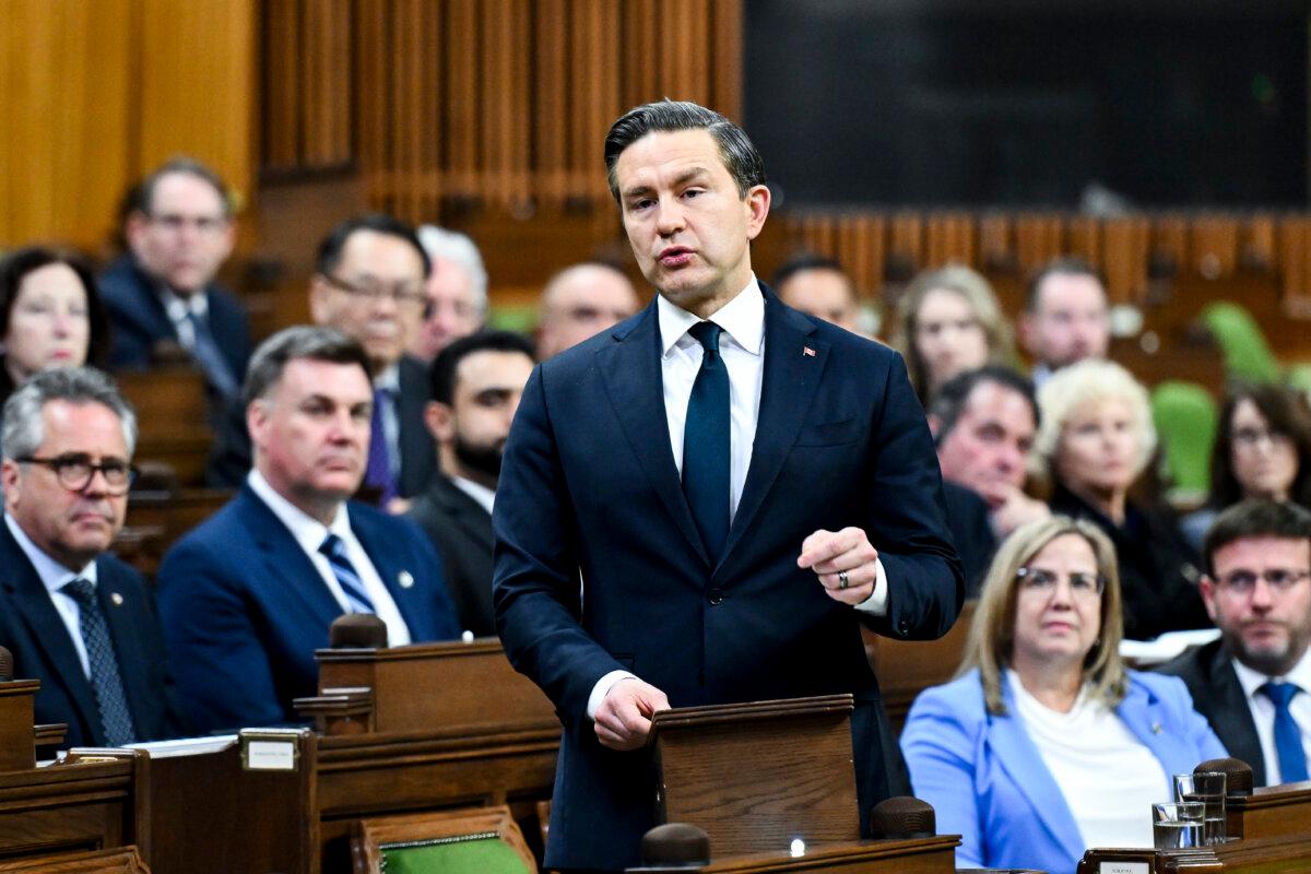 Conservative Leader Pierre Poilievre rises in the House of Commons on Parliament Hill in Ottawa on March 9, 2026. (The Canadian Press/Spencer Colby)