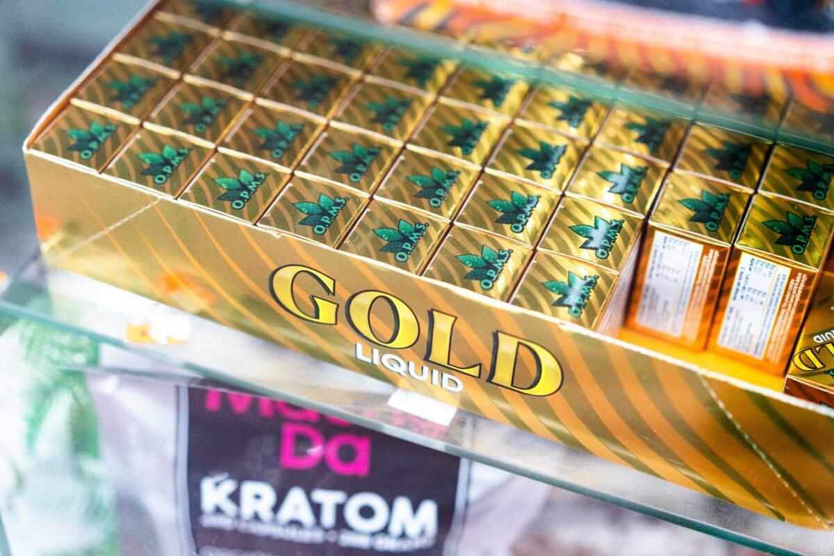 Kratom products for sale at a smoke shop in New York City on Jan. 18, 2026. (Samira Bouaou/The Epoch Times)
