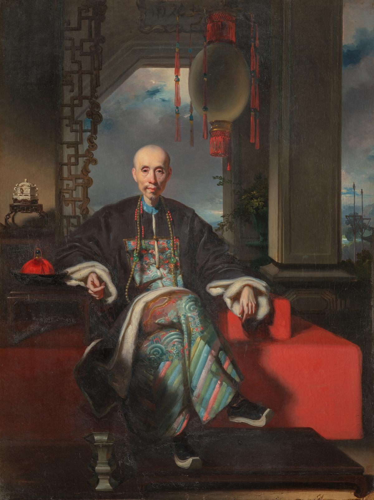 A portrait of Houqua in the style of George Chinnery, circa 1825, from Canton, China (historic Guangzhou). Oil on canvas. (Courtesy of Independence Seaport Museum)