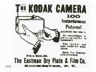 Advertisement for the first Kodak camera, 1888. (Public Domain)
